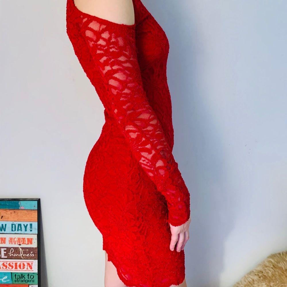 Red laced semi or hoco dress